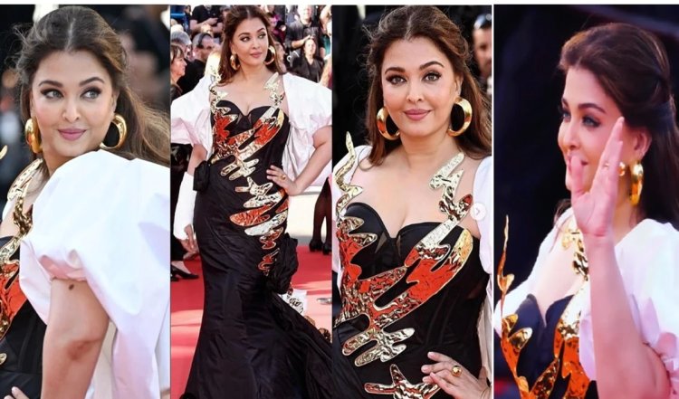 Aishwarya Rai Bachchan Cannes2024: फाल्गुनी शेन पीकॉक गाउन में ऐश्वर्या राय ने बिखेरे जलवे, काले रंग की पोशाक में खूबसूरत दिखी