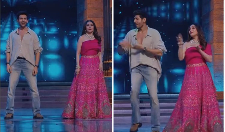 Kartik Aaryan ने Madhuri Dixit के साथ Chandu Champion के गाने सत्यानास पर डांस किया। Watch
