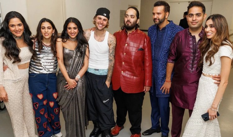 Anant-Radhika के संगीत समारोह में धमाकेदार परफॉरमेंस के बाद Justin Bieber ने अंबानी परिवार के साथ साझा की Candid Pics