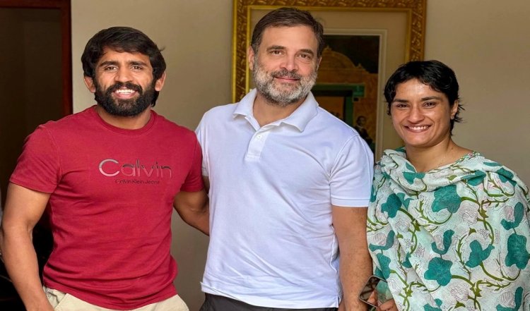 Haryana: चुनावी अखाड़े में पहलवानी की तैयारी, राहुल गांधी से मिले विनेश फोगाट और बजरंग पूनिया