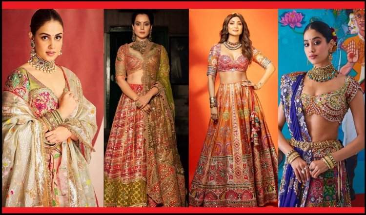 Women Festival Wear | नवरात्रि का गरबा हो या शादी की बारात.. बॉलीवुड की अपसराओं से ले सकते हैं फैशन टिप्स | Bollywood Actress Lahanga Look  | Photos
