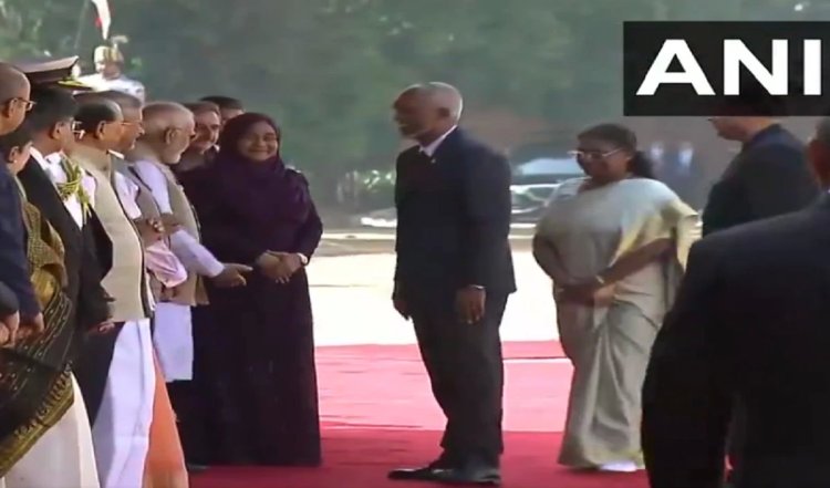 Mohammad Muizzu India Visit| भारत आने पर मालदीव के राष्ट्रपति मुइज़्ज़ू का राष्ट्रपति भवन में हुआ औपचारिक स्वागत